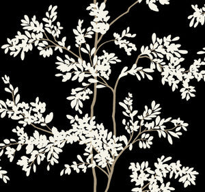 Lunaria Silhouette Black & White Wallpaper by York Wallcoverings