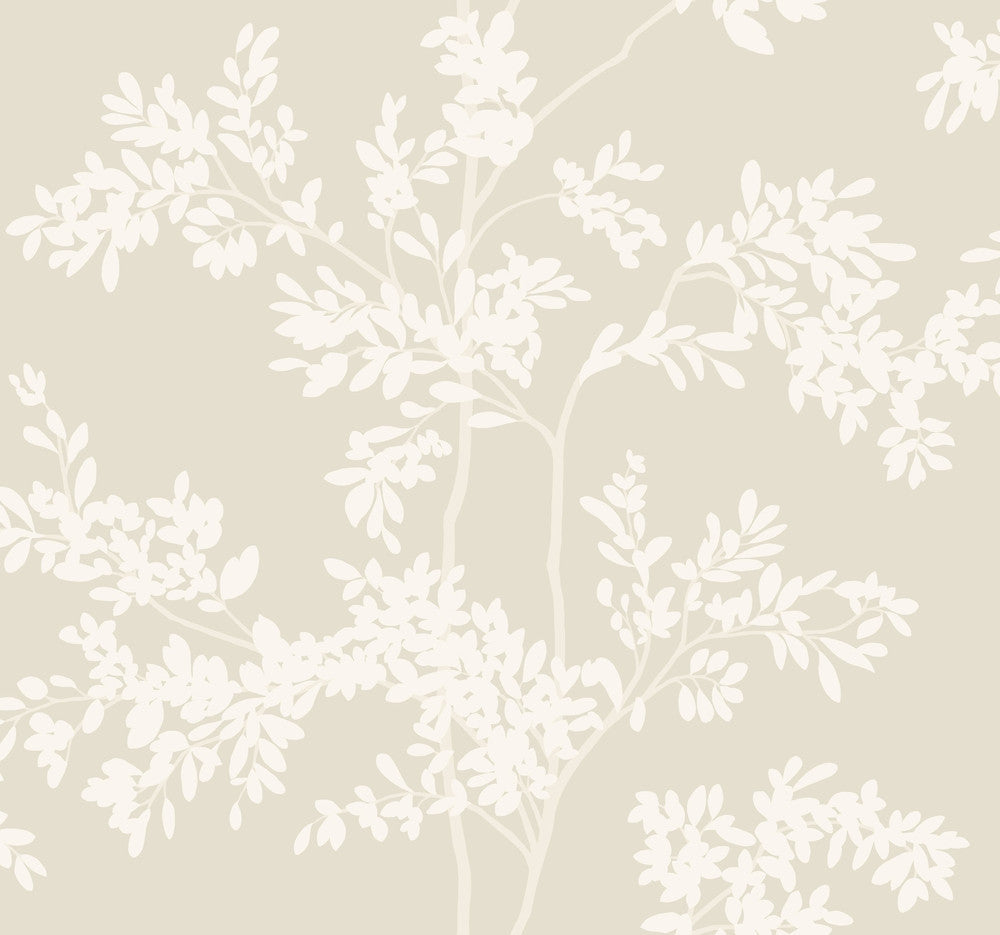 Lunaria Silhouette Light Taupe & White Wallpaper by York Wallcoverings Blooms Covers about 60.8 square feet 27-in by 27-ft long roll Unpasted 25.25 - Fabric Carolina -