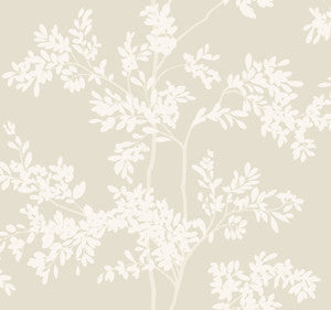 Lunaria Silhouette Light Taupe & White Wallpaper by York Wallcoverings