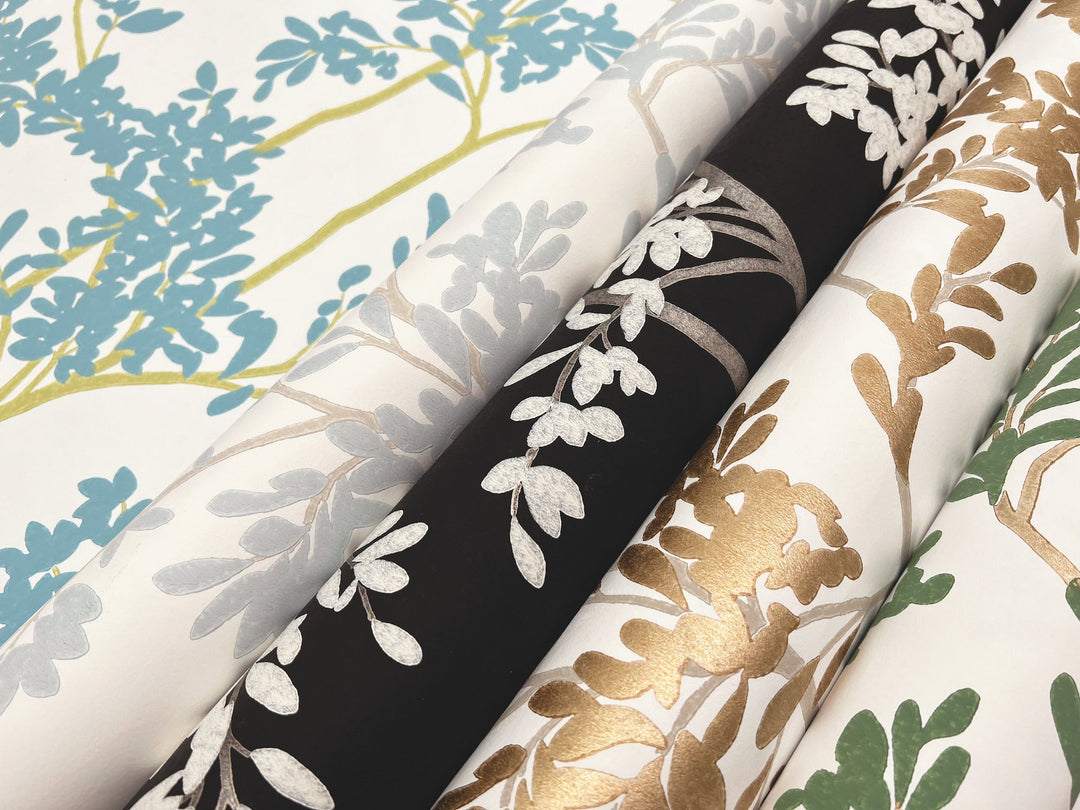 Lunaria Silhouette White & Gold Wallpaper by York Wallcoverings Designer