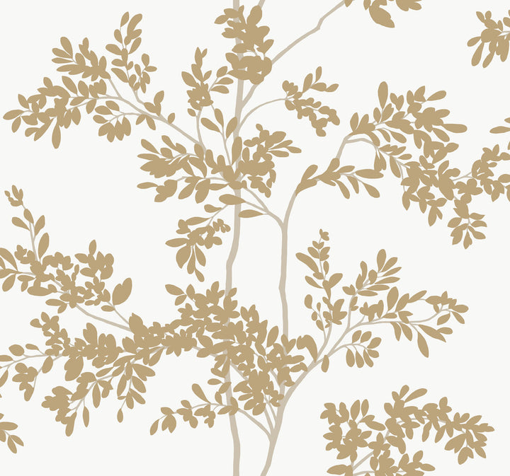 Lunaria Silhouette White & Gold Wallpaper by York Wallcoverings Blooms Covers about 60.8 square feet 27-in by 27-ft long roll Unpasted 25.25 - Fabric Carolina -