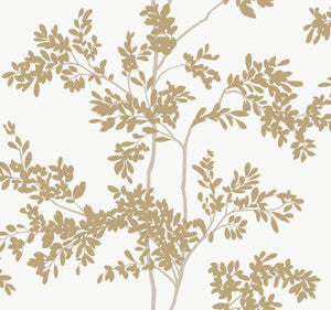Lunaria Silhouette White & Gold Wallpaper by York Wallcoverings