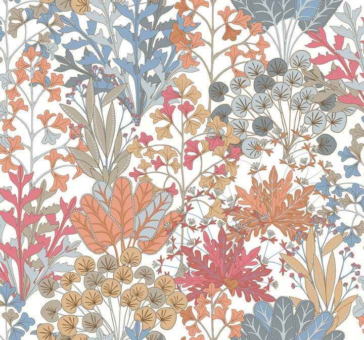 Forest Floor Coral Wallpaper by York Wallcoverings Blooms Covers about 60.8 square feet 27-in by 27-ft long roll Unpasted 25.25 - Fabric Carolina -