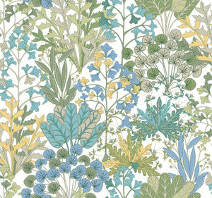 Forest Floor White & Green Wallpaper by York Wallcoverings