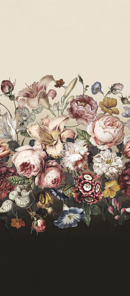 Rachel Rose Taupe Wall Mural by York Wallcoverings Blooms Covers 2 panels - measures 4.5-ft wide by 10.2-ft long when assembled 27-in by 10.2-ft long roll Unpasted 0 - Fabric Carolina -