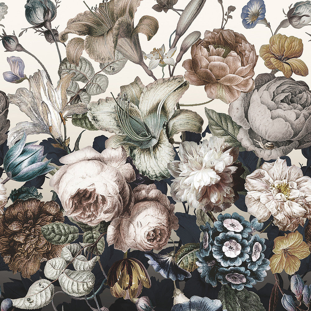 Rachel Rose White Wall Mural by York Wallcoverings Blooms Covers 2 panels - measures 4.5-ft wide by 10.2-ft long when assembled 27-in by 10.2-ft long roll Unpasted 0 - Fabric Carolina -