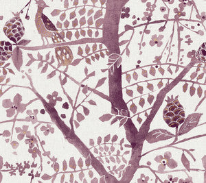 Peacock Block Print Purple Wallpaper by Antonina Vella