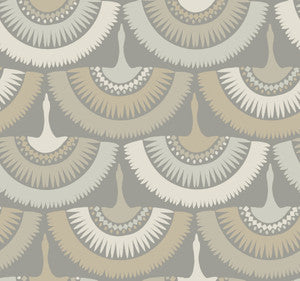 Feather & Fringe Grey Wallpaper by Antonina Vella