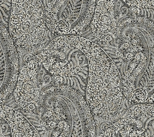 Kashmir Dreams Paisley Black Wallpaper by Antonina Vella