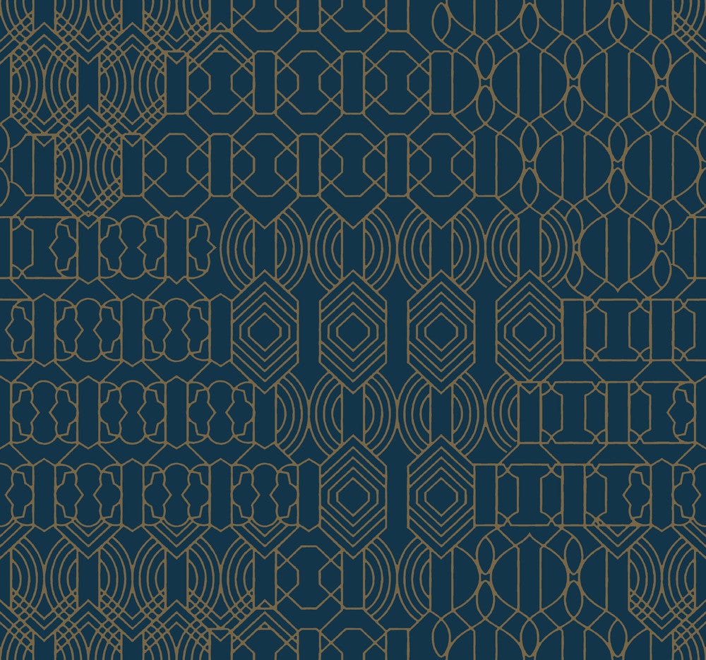 Modern Chandelier Blue Wallpaper by Antonina Vella Antonina Vella Boho Luxe Covers about 60.8 square feet 27-in by 27-ft long roll Unpasted 25.25 - Fabric Carolina -