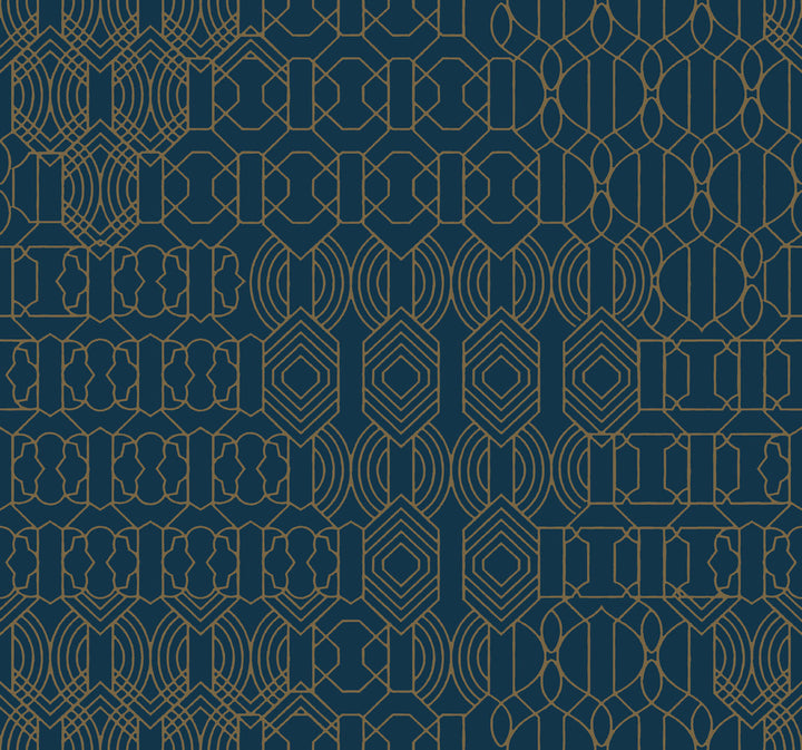 Modern Chandelier Blue Wallpaper by Antonina Vella Antonina Vella Boho Luxe Covers about 60.8 square feet 27-in by 27-ft long roll Unpasted 25.25 - Fabric Carolina -