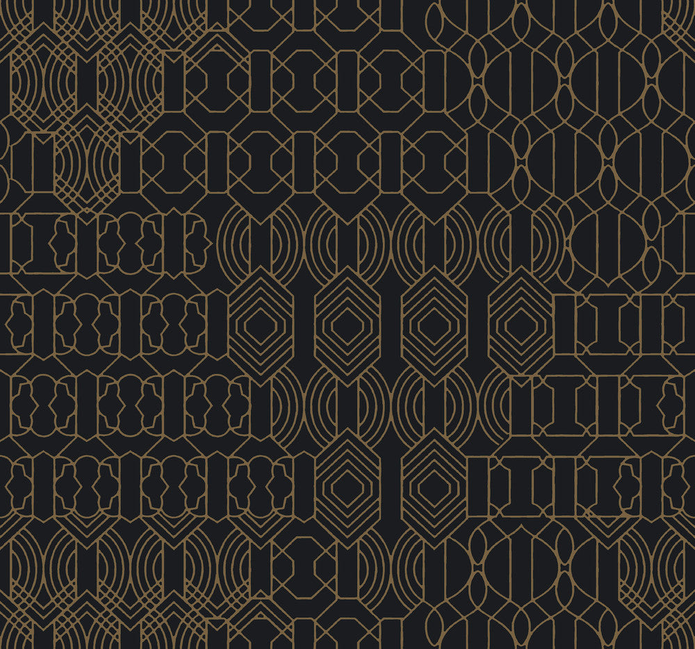 Modern Chandelier Black Wallpaper by Antonina Vella Antonina Vella Boho Luxe Covers about 60.8 square feet 27-in by 27-ft long roll Unpasted 25.25 - Fabric Carolina -