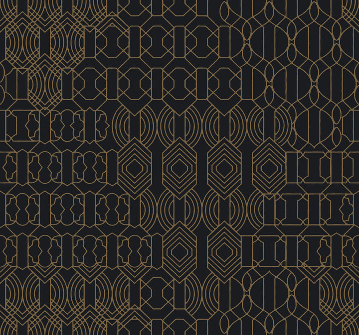 Modern Chandelier Black Wallpaper by Antonina Vella Antonina Vella Boho Luxe Covers about 60.8 square feet 27-in by 27-ft long roll Unpasted 25.25 - Fabric Carolina -
