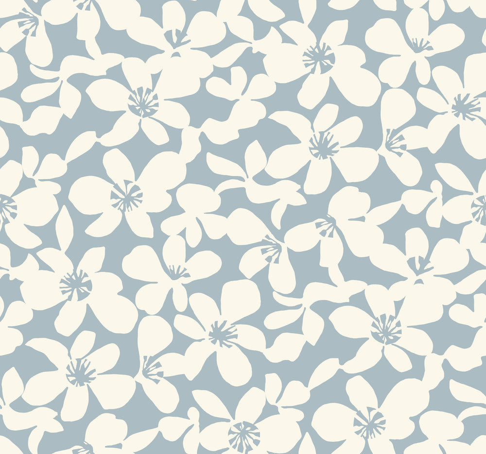 Free Spirit Blue Wallpaper by Antonina Vella Antonina Vella Boho Luxe Covers about 60.8 square feet 27-in by 27-ft long roll Unpasted 25.25 - Fabric Carolina -