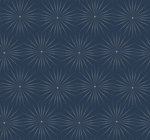 Starlight Blue & Silver Wallpaper by Antonina Vella