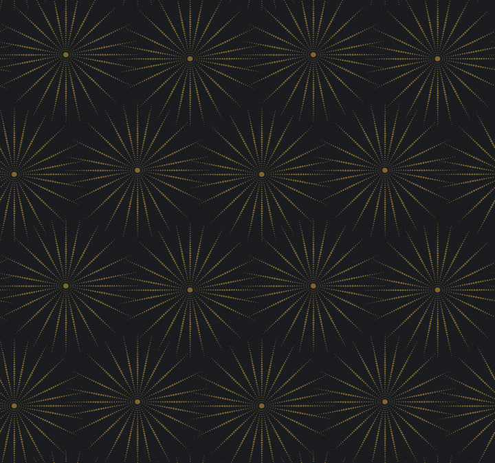 Starlight Black & Gold Wallpaper by Antonina Vella Antonina Vella Boho Luxe Covers about 60.8 square feet 27-in by 27-ft long roll Unpasted 25.25 - Fabric Carolina -