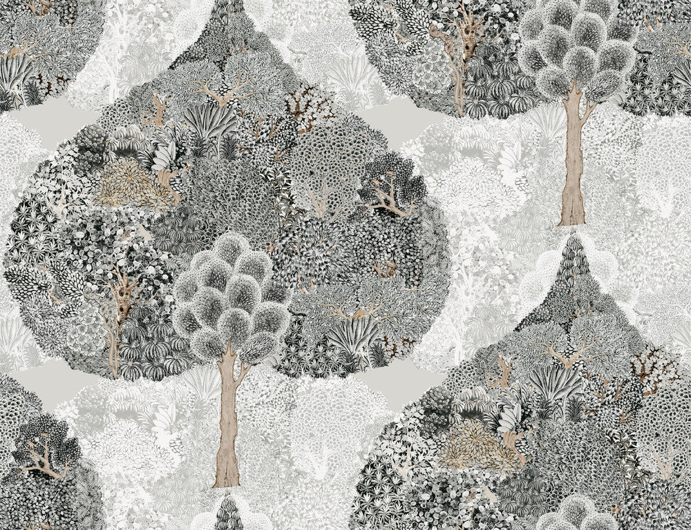 Mystic Forest Black Wallpaper by Antonina Vella Antonina Vella Boho Luxe Covers about 60.8 square feet 27-in by 27-ft long roll Unpasted 20.5 - Fabric Carolina -