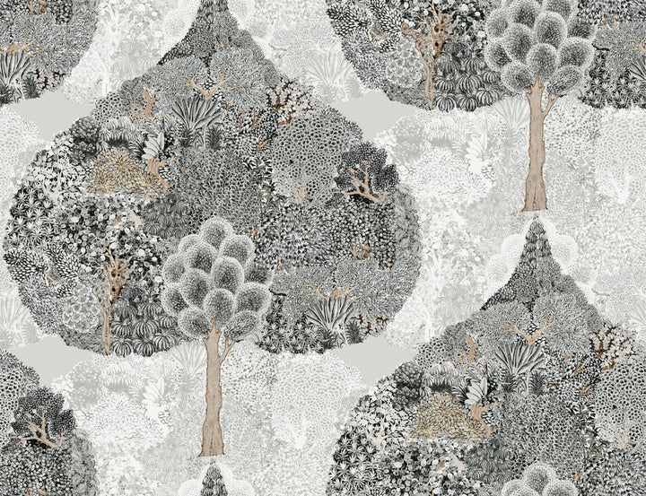 Mystic Forest Black Wallpaper by Antonina Vella Antonina Vella Boho Luxe Covers about 60.8 square feet 27-in by 27-ft long roll Unpasted 20.5 - Fabric Carolina -