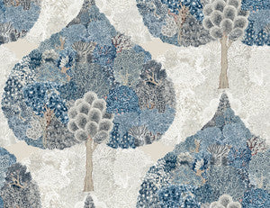 Mystic Forest Blue Wallpaper by Antonina Vella