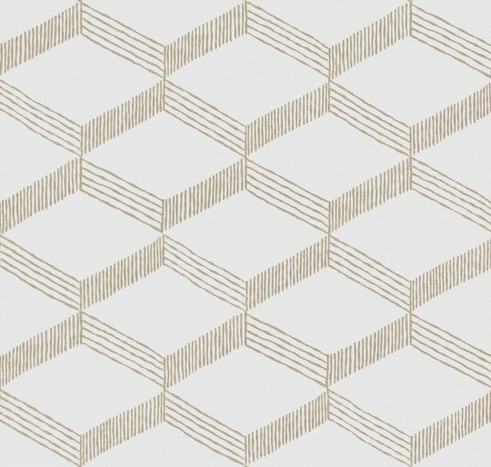 Palisades Paperweave Beige & White Wallpaper by Antonina Vella Antonina Vella Boho Luxe Covers about 60.8 square feet United States Unpasted 25.25-in repeat, straight match 27-in by 27-ft long roll - Fabric Carolina -