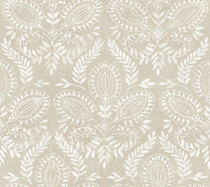 Laurel Damask Off White Wallpaper by Antonina Vella