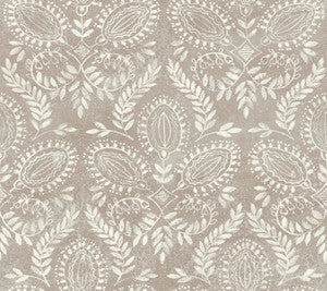 Laurel Damask Brown Wallpaper by Antonina Vella