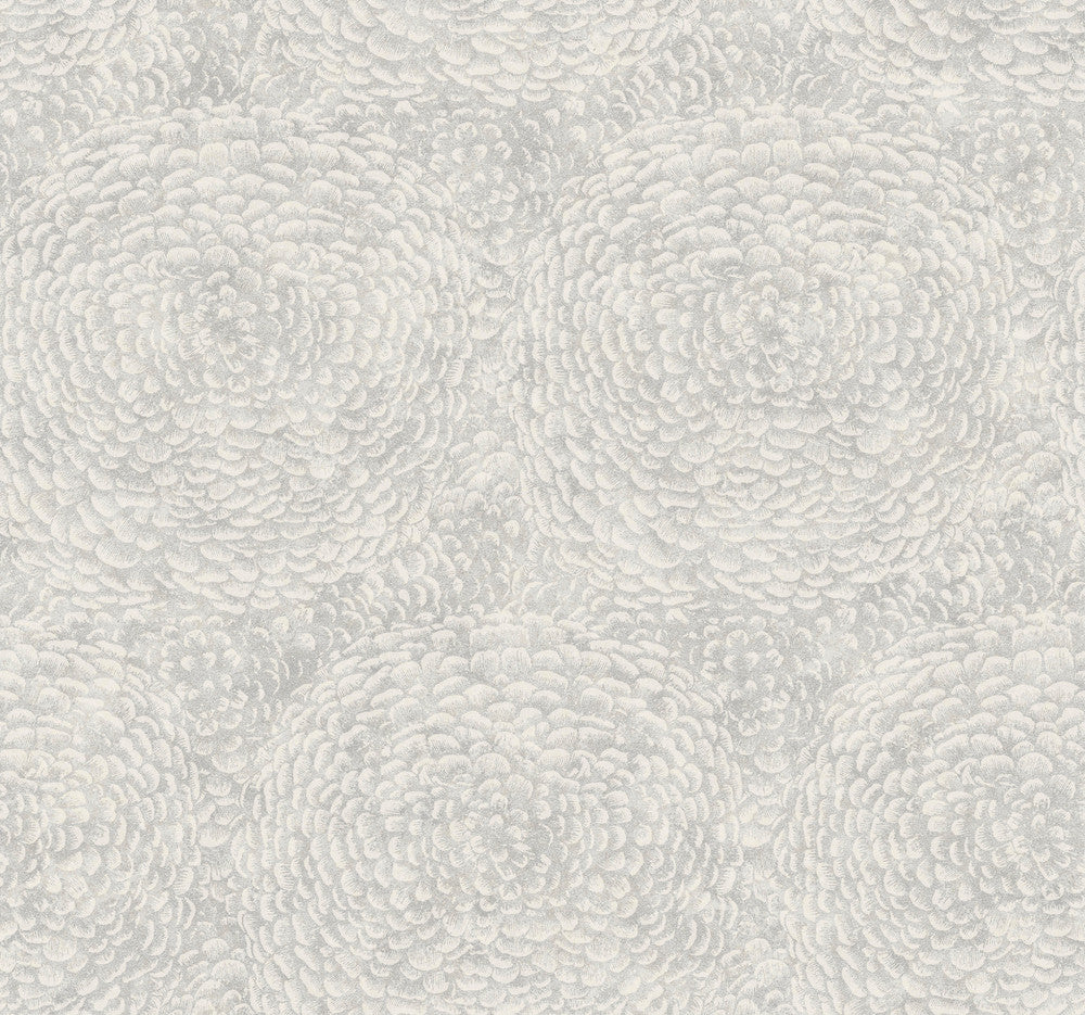 Floret Grey Wallpaper by Antonina Vella Antonina Vella Boho Luxe Covers about 60.8 square feet 27-in by 27-ft long roll Unpasted 25.25 - Fabric Carolina -