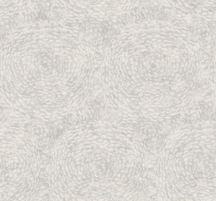 Floret Grey Wallpaper by Antonina Vella Antonina Vella Boho Luxe Covers about 60.8 square feet 27-in by 27-ft long roll Unpasted 25.25 - Fabric Carolina -