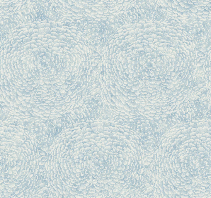 Floret Blue Wallpaper by Antonina Vella Antonina Vella Boho Luxe Covers about 60.8 square feet 27-in by 27-ft long roll Unpasted 25.25 - Fabric Carolina -