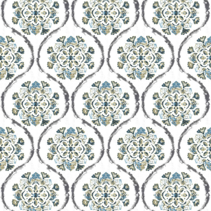 Bokadam 3 Denim by Aoc Designer Fabric RAINBOW LIBRARY HORIZON/LAKE 100%COT %VEMB INDIA </p><p>Repeat: 11.375 54 in - Swanky Fabrics -