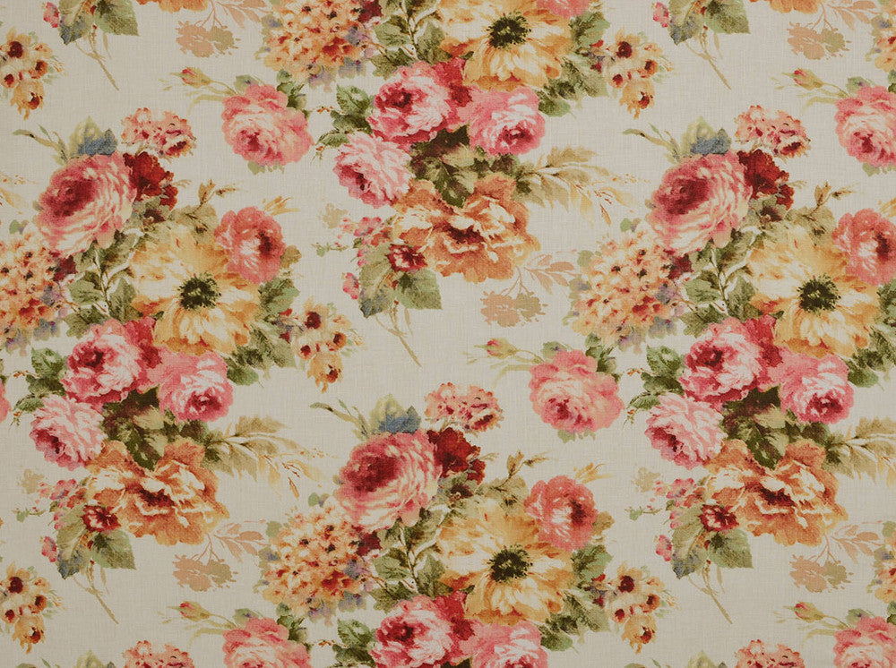 Bonita Rose Red 73 by Covington Fabric our website for purchase 100% Linen Korea 12000 Horizontal: 27" and Vertical: 25.25" 55" - Fabric Carolina -