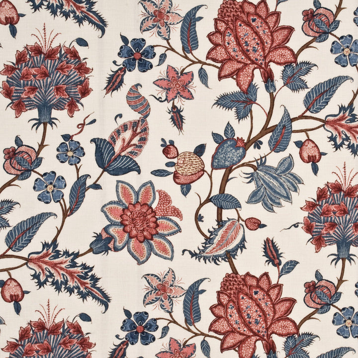 Baker'S Indienne Blue/Pink by G P & J Baker Designer Fabric MARWOOD II LINEN - 88%;NYLON - 12% United Kingdom HEAVY Horizontal: 26.398 and Vertical: 24.822 53.19 - Swanky Fabrics -