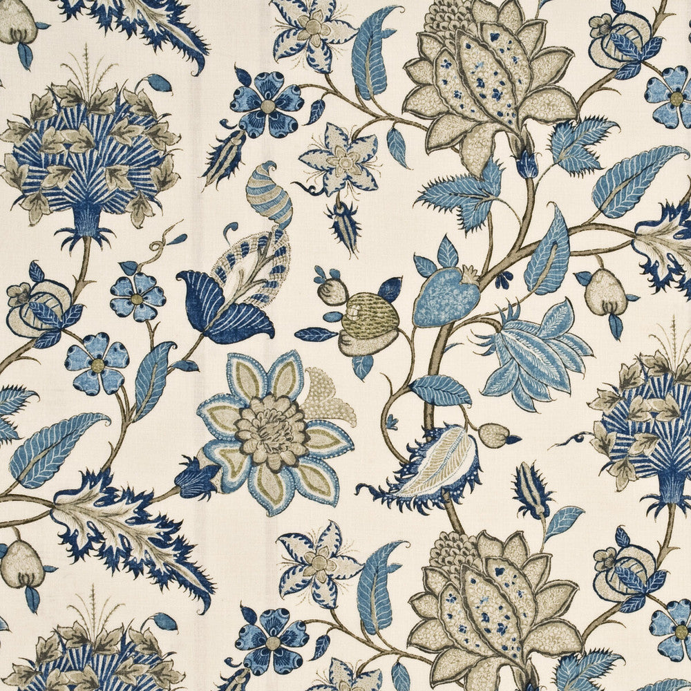 Baker'S Indienne Indigo/Taupe by G P & J Baker Fabric MARWOOD II LINEN - 88%;NYLON - 12% United Kingdom HEAVY Horizontal: 26.398 and Vertical: 24.822 53.19 - Fabric Carolina -