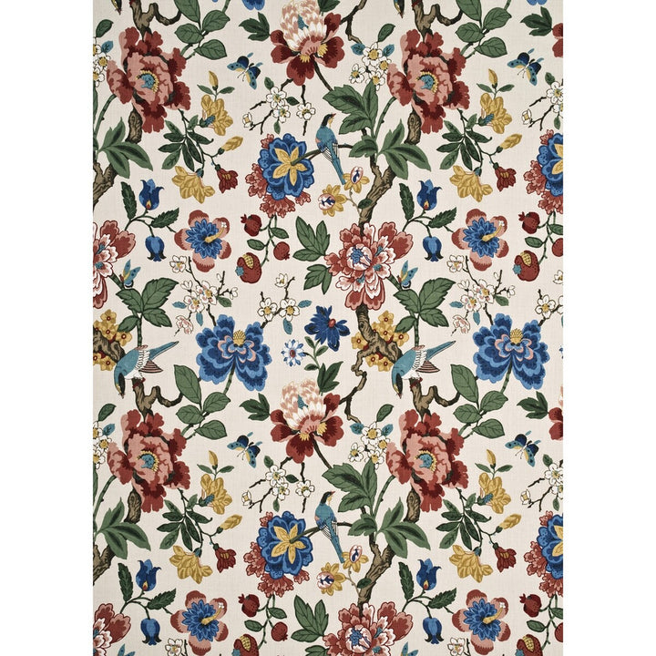 Persian Pomegranate Red/Green/Aqua by G P & J Baker Fabric CRAYFORD LINEN - 100% Thailand HEAVY Horizontal: 26.004 and Vertical: 35.46 52.008 - Fabric Carolina -