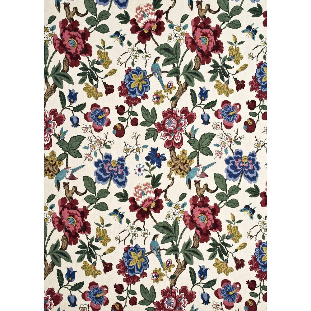 Persian Pomegranate Red/Indigo/Stone by G P & J Baker Fabric CRAYFORD LINEN - 100% Thailand HEAVY Horizontal: 26.004 and Vertical: 35.46 52.008 - Fabric Carolina -