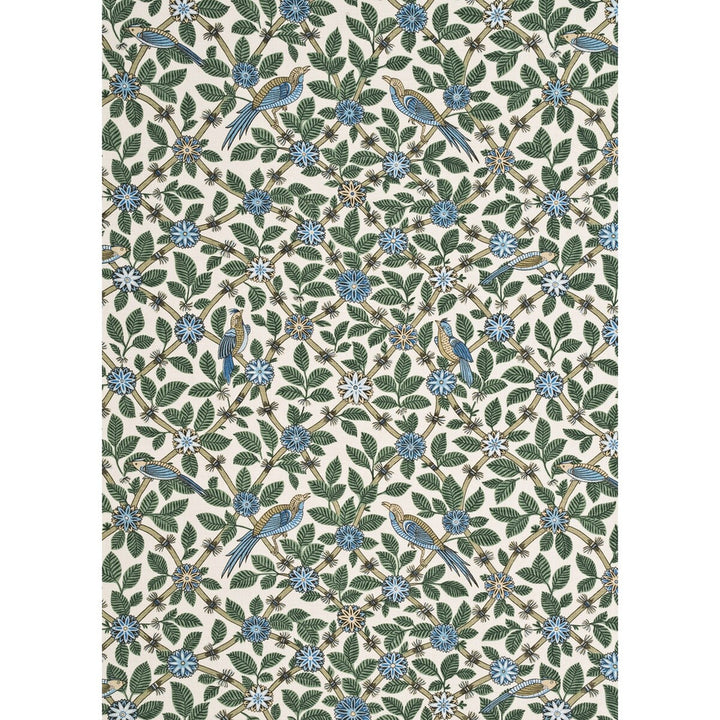Bamboo Bird Aqua/Teal by G P & J Baker Fabric CRAYFORD LINEN - 100% United Kingdom Horizontal: 26.792 and Vertical: 26.792 53.978 - Fabric Carolina -