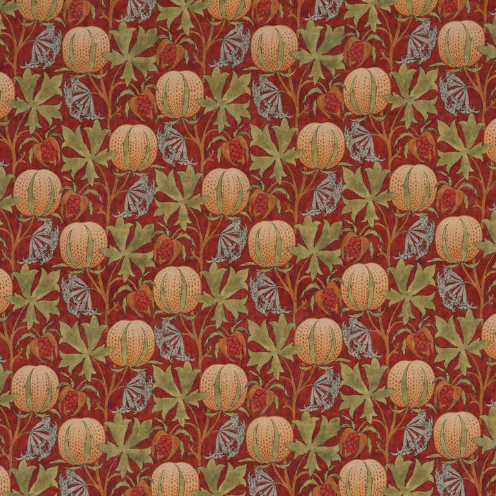 Pumpkins Red/Green by G P & J Baker Designer Fabric ORIGINALS V VISCOSE - 85%;LINEN - 15% United Kingdom HEAVY Horizontal: 14.184 and Vertical: 13.396 53.978 - Swanky Fabrics -