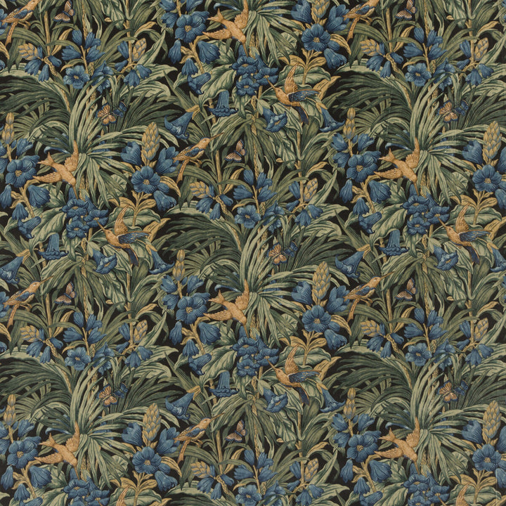 Trumpet Flowers Velvet Dark Indigo/Teal by G P & J Baker Fabric ORIGINALS V COTTON - 100% United Kingdom HEAVY Horizontal: 42.946 and Vertical: 27.186 52.008 - Fabric Carolina -