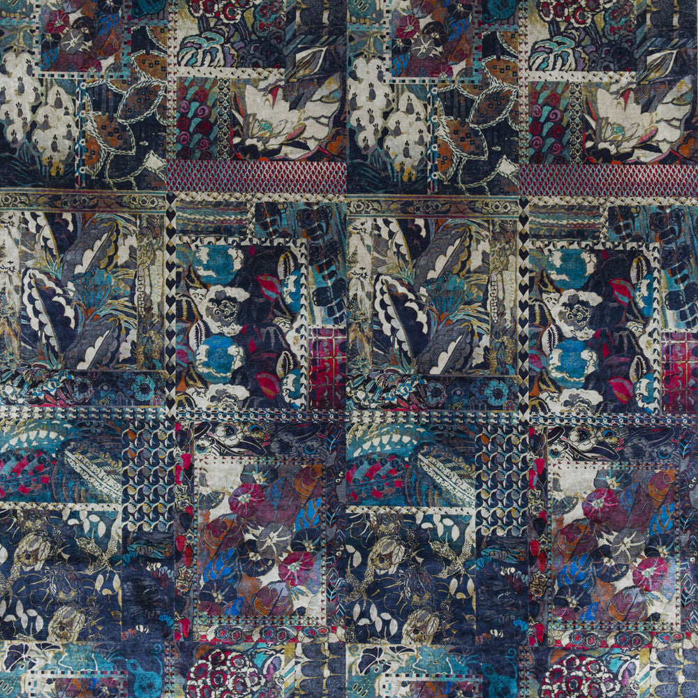 Barcelona Indigo by G P & J Baker Fabric RIO VELVETS VISCOSE - 55%;COTTON - 45% Italy HEAVY Horizontal: 26.792 and Vertical: 52.008 53.584 - Fabric Carolina -