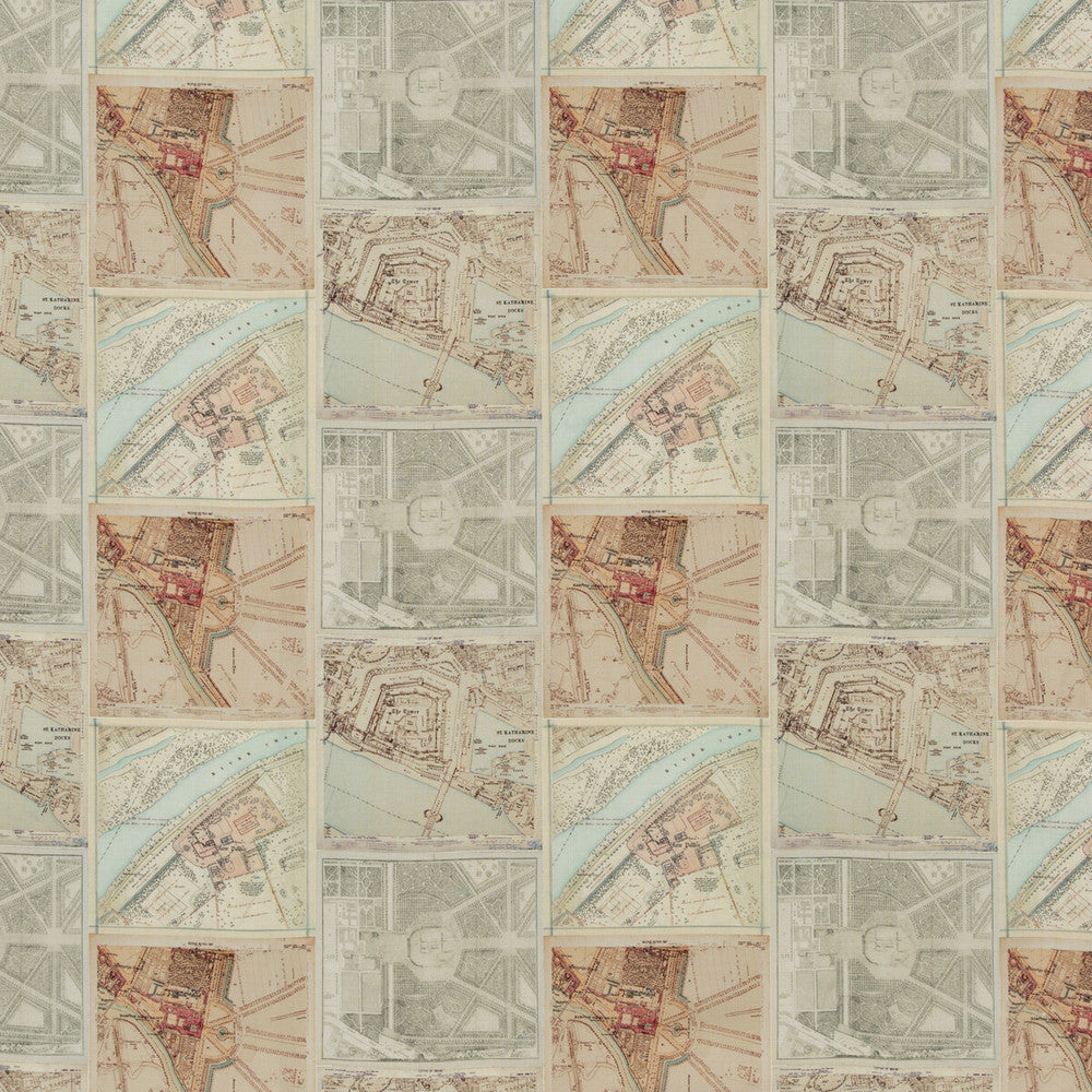 Palace Maps Linen Original by G P & J Baker Fabric HISTORIC ROYAL PALACES LINEN - 100% Austria - Horizontal: 18.124 and Vertical: 16.942 54.372 - Fabric Carolina -
