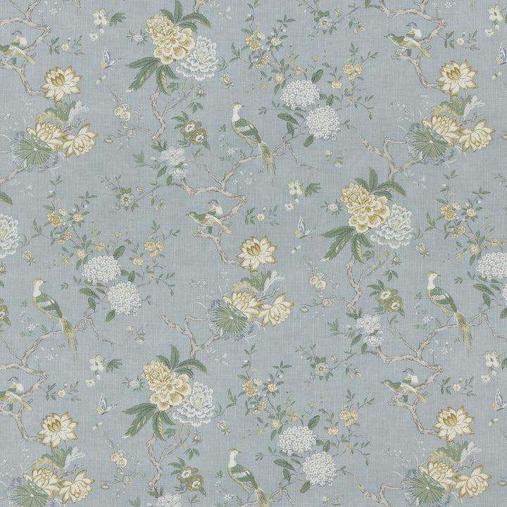 Oriental Bird Signature Soft Blue by G P & J Baker Designer Fabric SIGNATURE PRINTS VISCOSE - 85%;LINEN - 15% United Kingdom HEAVY Horizontal: 18.124 and Vertical: 31.126 53.978 - Swanky Fabrics -