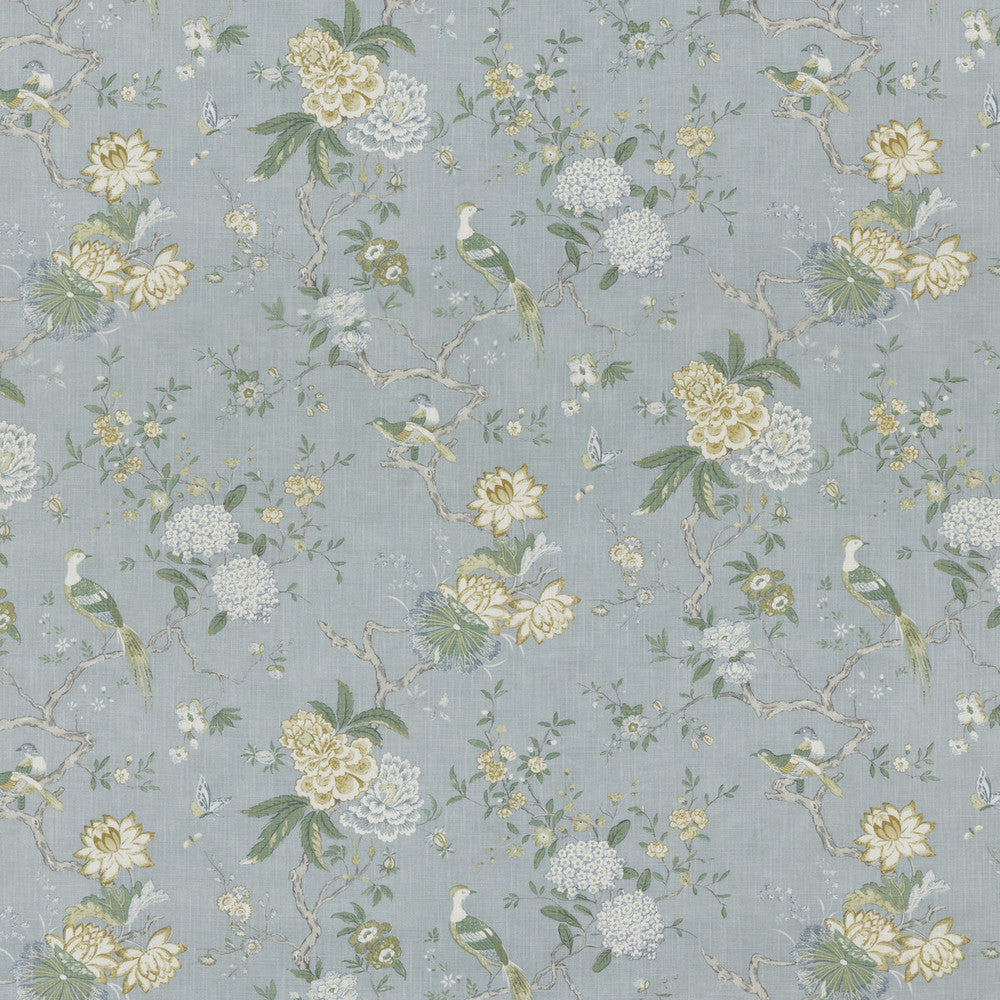 Oriental Bird Signature Soft Blue by G P & J Baker Fabric SIGNATURE PRINTS VISCOSE - 85%;LINEN - 15% United Kingdom HEAVY Horizontal: 18.124 and Vertical: 31.126 53.978 - Fabric Carolina -