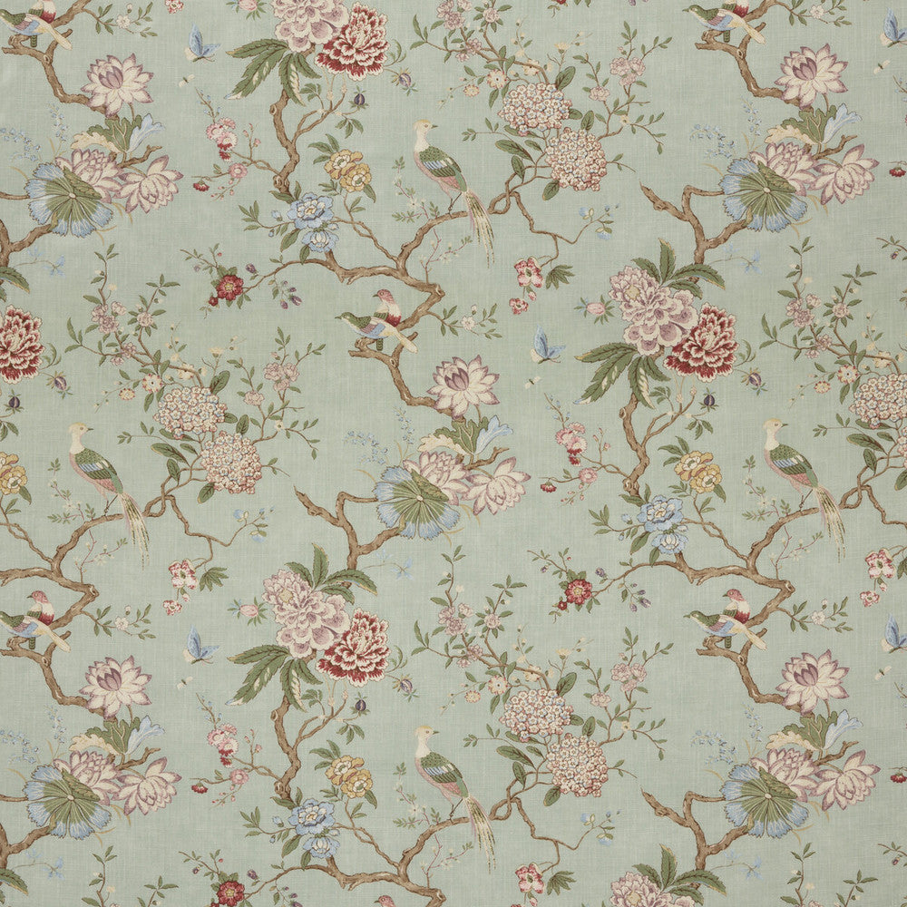 Oriental Bird Signature Eau De Nil by G P & J Baker Fabric SIGNATURE PRINTS VISCOSE - 85%;LINEN - 15% United Kingdom HEAVY Horizontal: 18.124 and Vertical: 31.126 53.978 - Fabric Carolina -