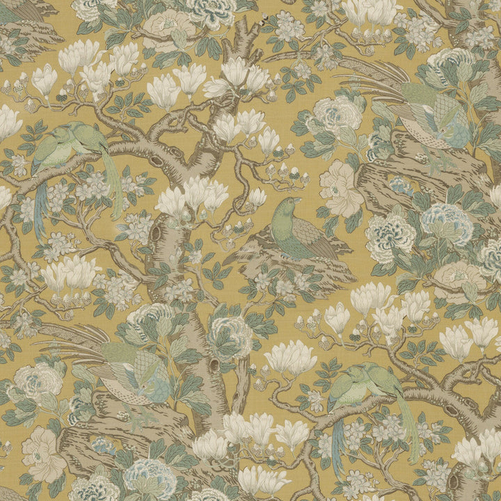Rockbird Signature Ochre by G P & J Baker Designer Fabric SIGNATURE PRINTS LINEN - 100% Thailand MEDIUM Horizontal: 48.068 and Vertical: 40.976 48.068 - Swanky Fabrics -