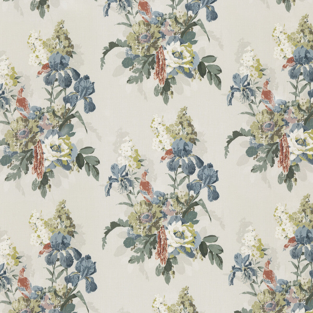 Bird & Iris Indigo by G P & J Baker Fabric SIGNATURE PRINTS LINEN - 100% Thailand MEDIUM Horizontal: 17.336 and Vertical: 25.61 52.796 - Fabric Carolina -