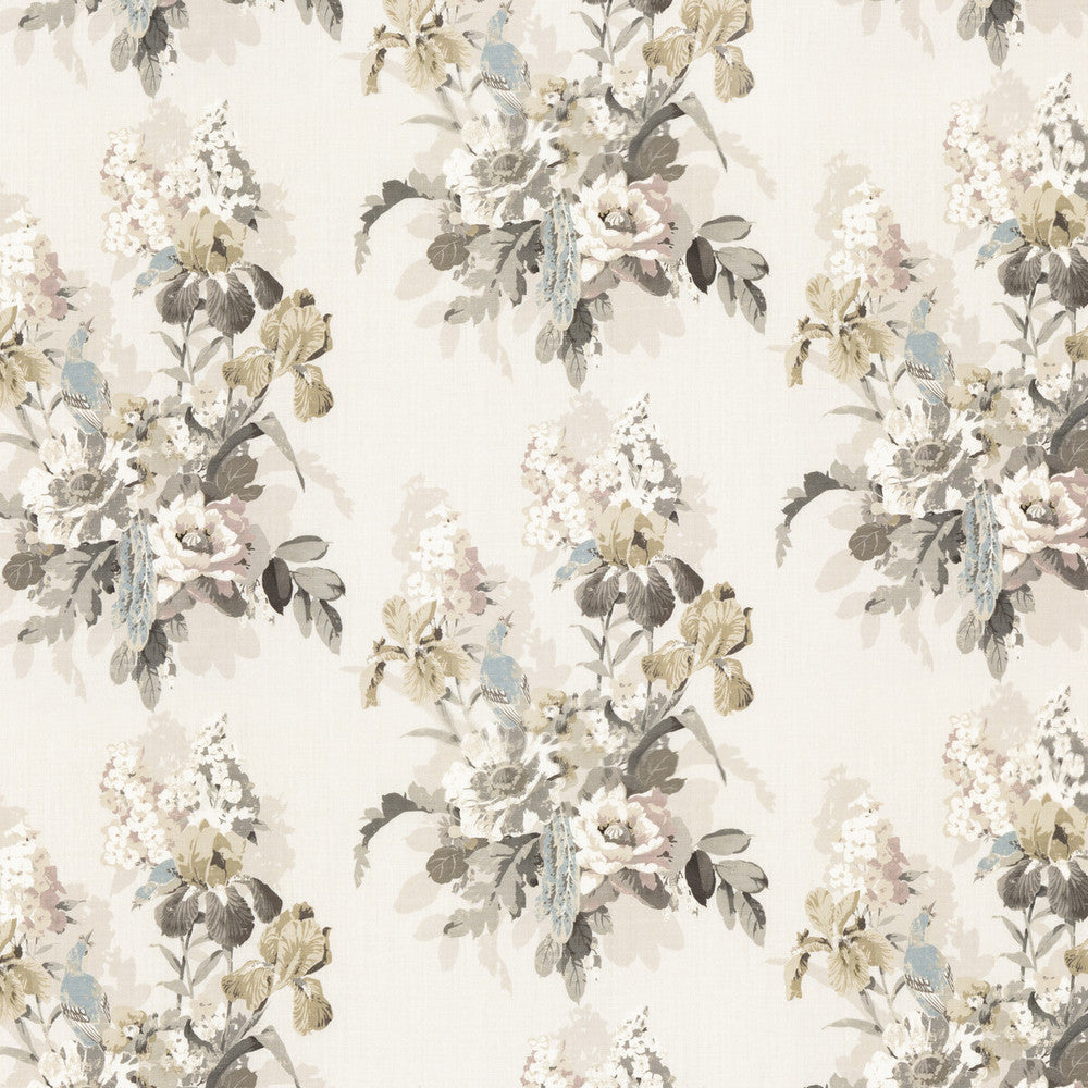 Bird & Iris Ivory/Mole by G P & J Baker Fabric SIGNATURE PRINTS LINEN - 100% Thailand MEDIUM Horizontal: 17.336 and Vertical: 25.61 52.796 - Fabric Carolina -