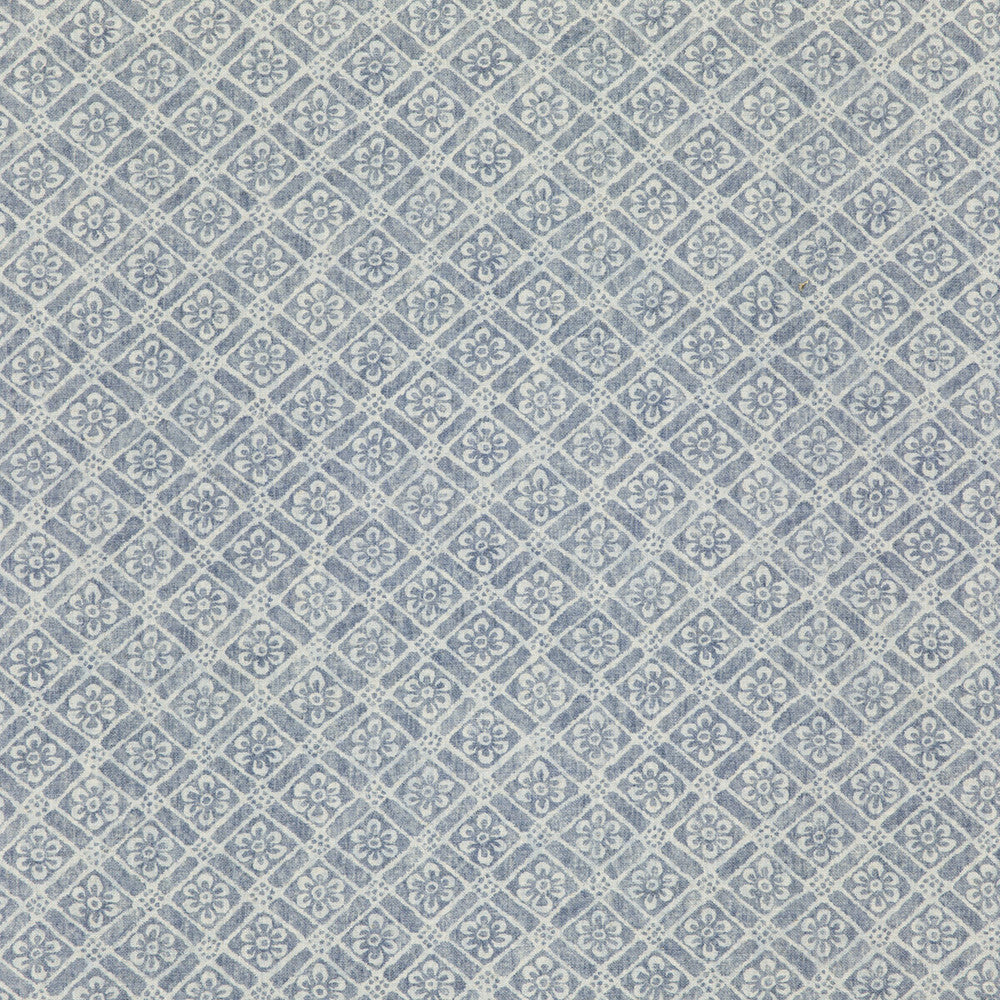 Moreton Trellis Indigo by G P & J Baker Fabric SIGNATURE PRINTS LINEN - 100% Thailand - Horizontal: 7.486 and Vertical: 9.85 52.796 - Fabric Carolina -