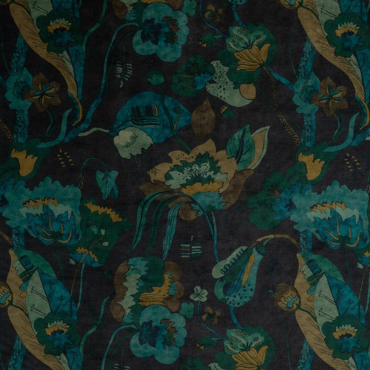 California Velvet Indigo/Teal by G P & J Baker Designer Fabric SIGNATURE VELVETS VISCOSE - 60%;COTTON - 30%;POLYESTER - 10% Italy - Horizontal: 26.989 and Vertical: 28.368 53.978 - Swanky Fabrics -