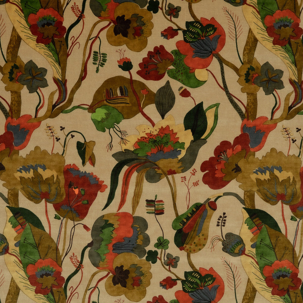 California Velvet Red/Cream by G P & J Baker Fabric SIGNATURE VELVETS VISCOSE - 60%;COTTON - 30%;POLYESTER - 10% Italy Horizontal: 26.989 and Vertical: 28.368 53.978 - Fabric Carolina -