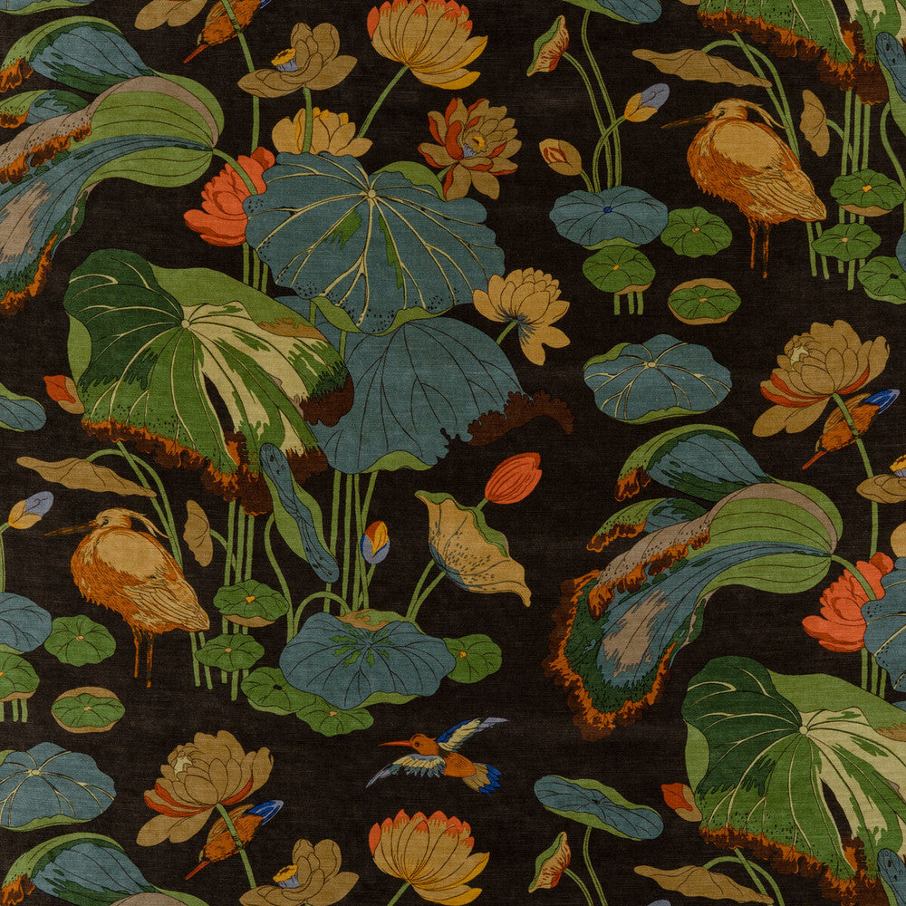 Nympheus Velvet Charcoal by G P & J Baker Fabric SIGNATURE VELVETS VISCOSE - 60%;COTTON - 30%;POLYESTER - 10% Italy - Horizontal: 26.989 and Vertical: 35.46 53.978 - Fabric Carolina -